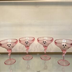 4pc Goblin & Ghoul Halloween Ghost Pink Acrylic Martini Margarita Glasses NEW